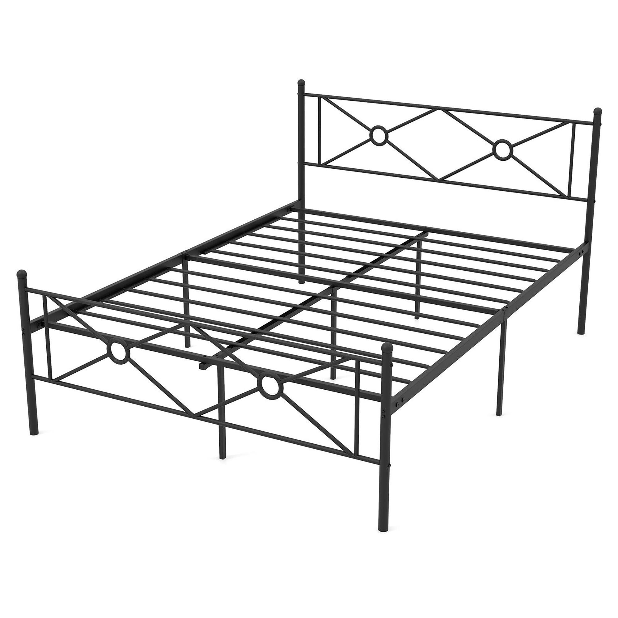 Alt View 3. Gymax - Gymax Full Size Metal Platform Bed Frame w/ Headboard Mattress Foundation Black - Black.