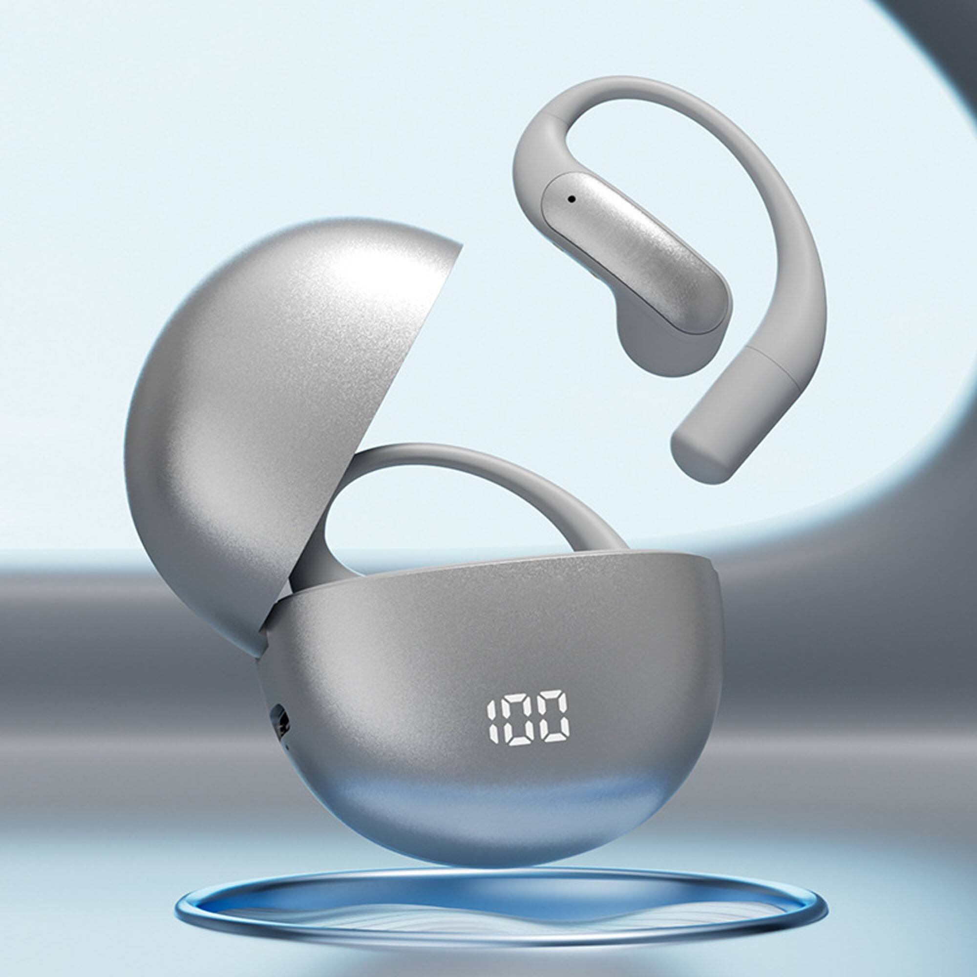 Front. YONWAY - Ear-Hook Wireless Bluetooth Earphones, Ultra-Long Battery Life, Mini Noise-Canceling Headphones for Workouts, Running.