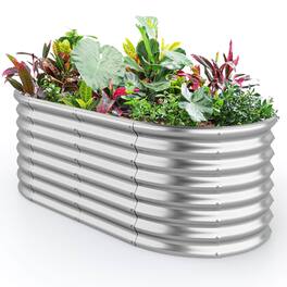 Costway - Raised Garden Bed Kit Planter Raised Garden Boxes Outdoor 65" x 32" x 24" - Silver