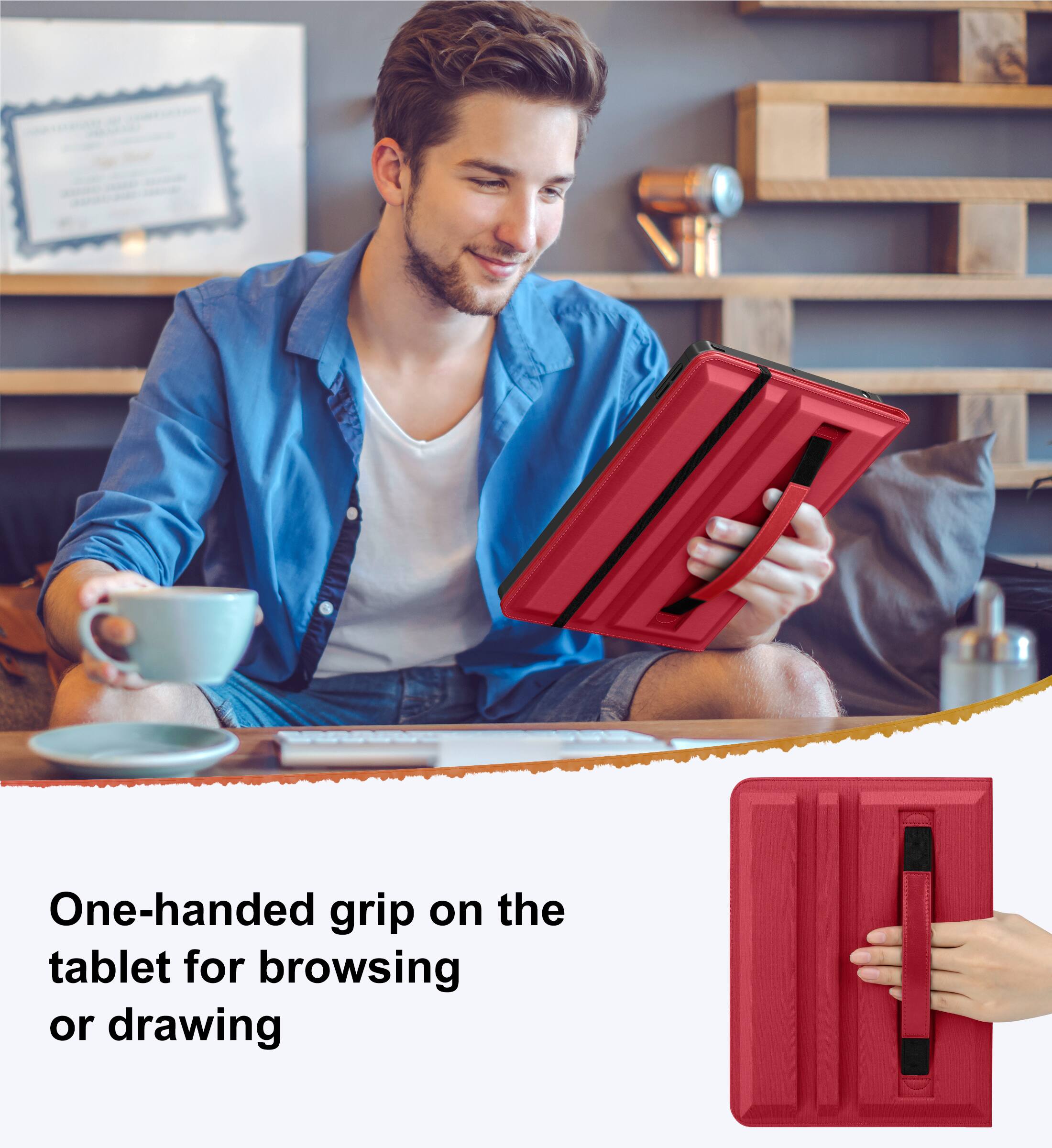 One-handed grip on the tablet for browsing or drawing