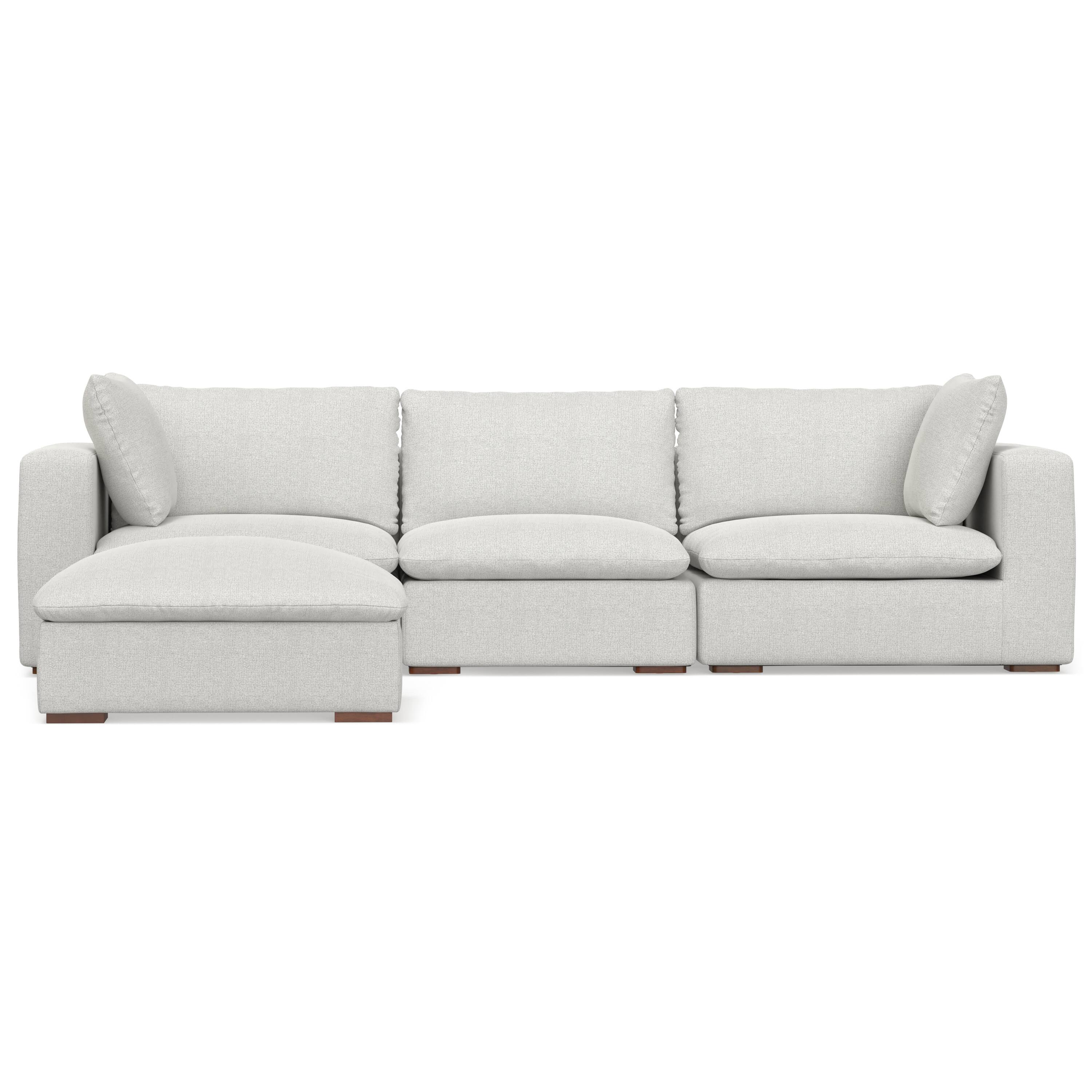 Back. Simpli Home - Jasmine 3-Seater Modular Sofa and Ottoman Set in Performance Fabric - Cloud Grey.