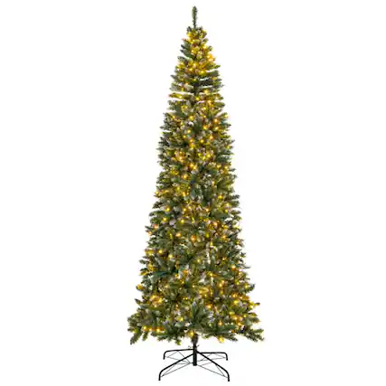Front. Kadyn - Christmas Tree,Home Party Christmas Tree Decorations,9 FT Pre-Lit Artificial Christmas Tree with 1298 Snowy Branch Tips - Green.