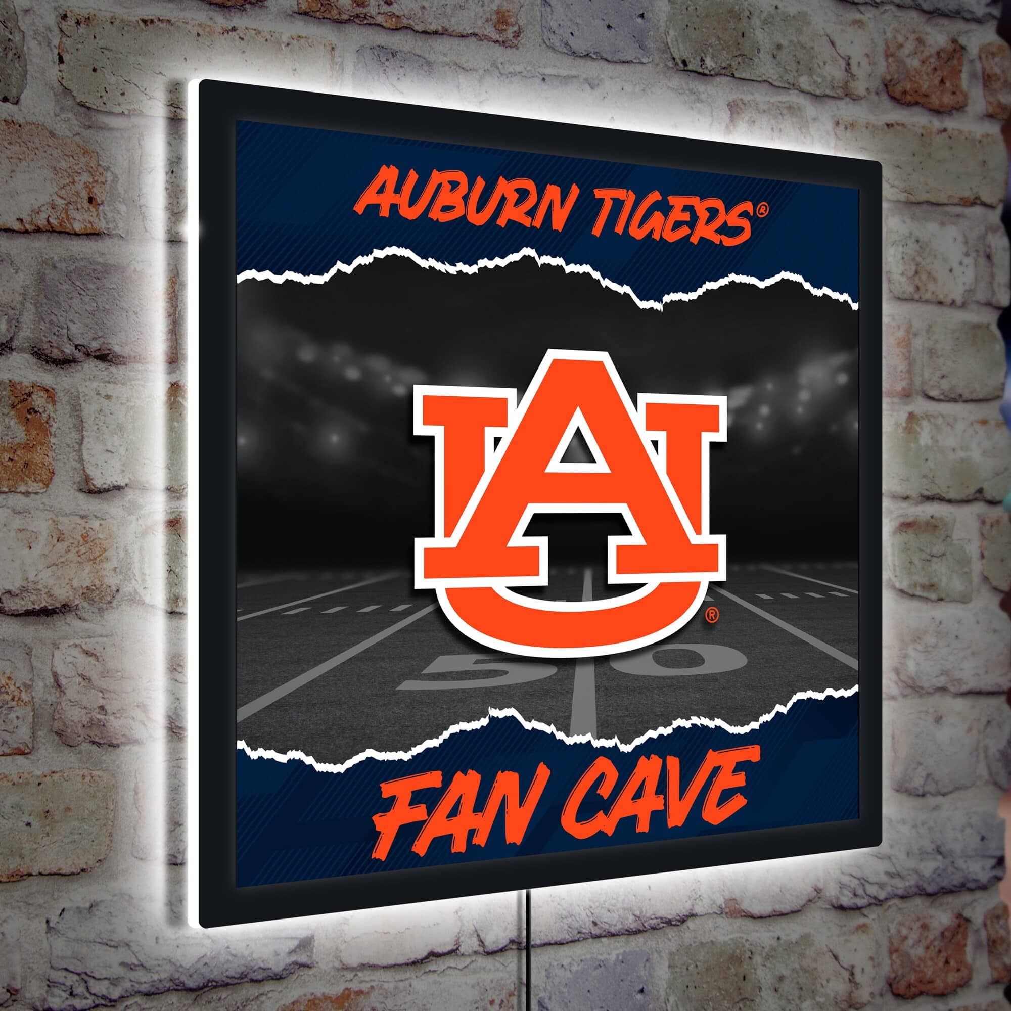Evergreen Enterprises - Auburn Tigers 23" LED Fan Cave Square-Shaped Lighted Wall Sign - Multicolor