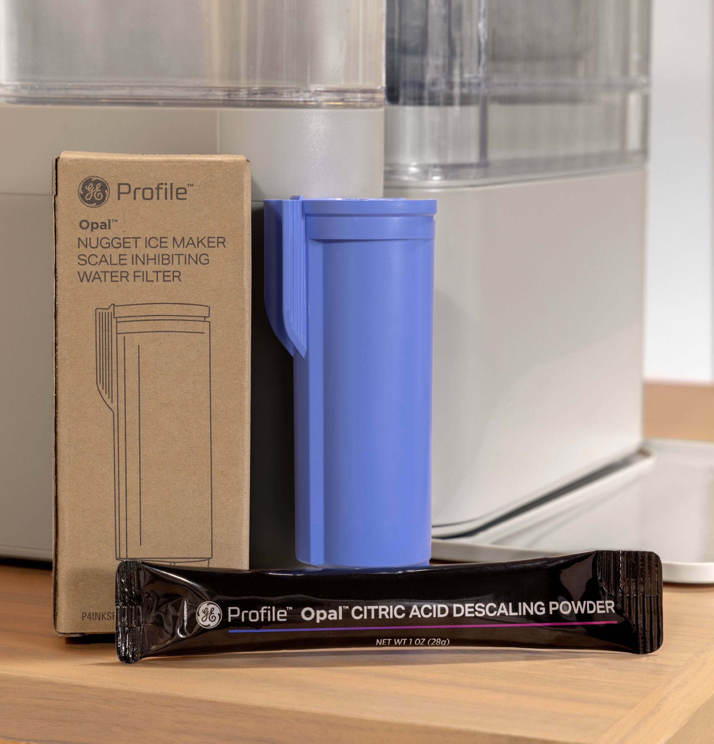 Profile™  
Opal™  
NUGGET ICE MAKER  
SCALE INHIBITING  
WATER FILTER  

Profile™ Opal™ CITRIC ACID DESCALING POWDER  
NET WT 1 OZ (28g)
