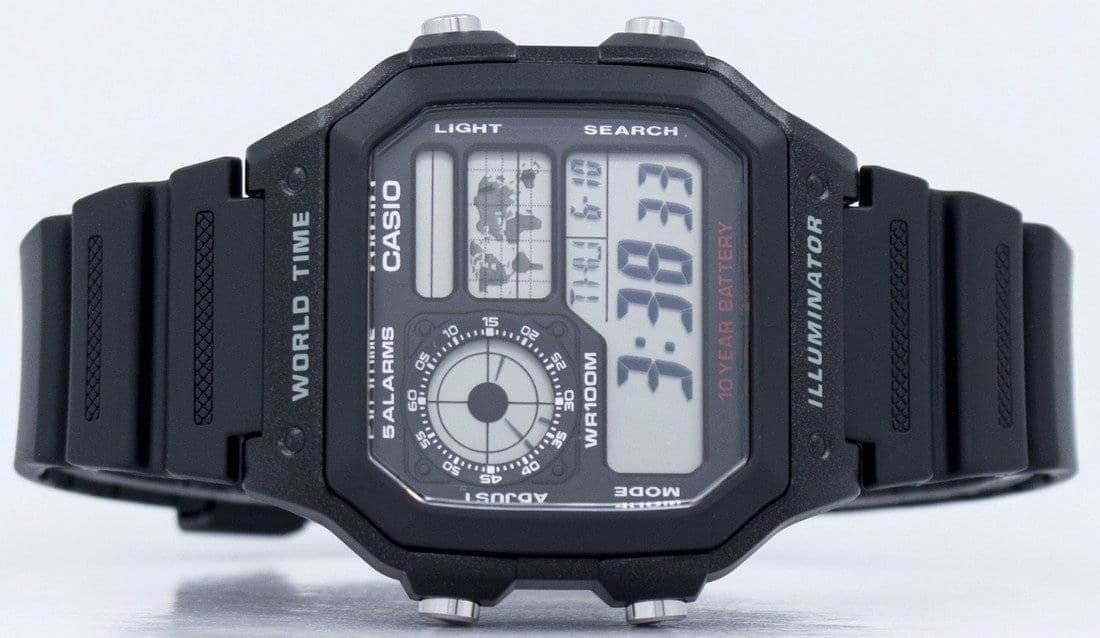 Casio Youth Illuminator World Time Alarm AE 1200WH 1AV AE1200WH