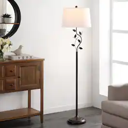 Hivvago - Vine Leaves Floor Lamp in Bronze Finish with White Shade - White, Bronze Finish