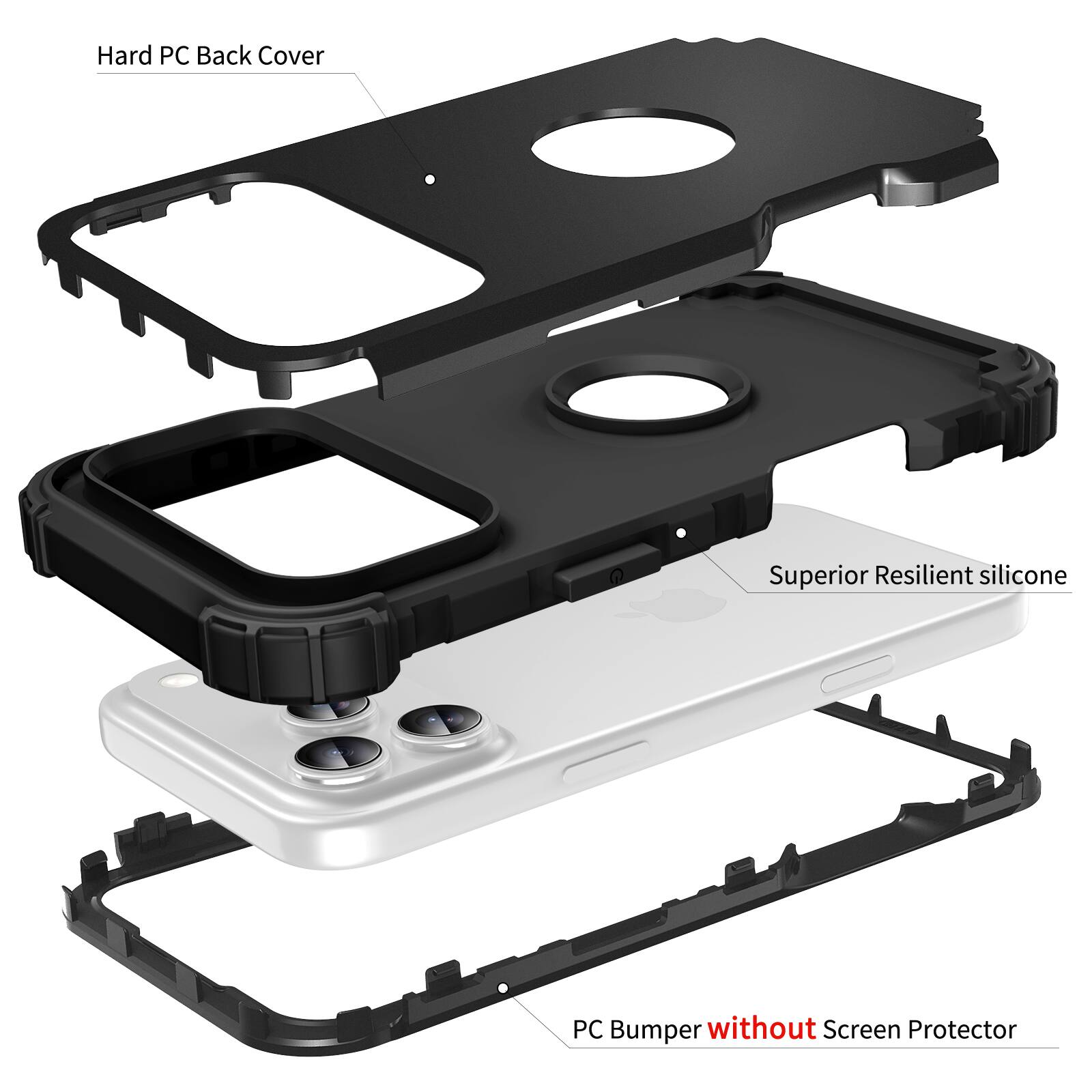 Dteck Rugged Case for Apple iPhone 18 Pro,Shockproof Soft Silicone ...