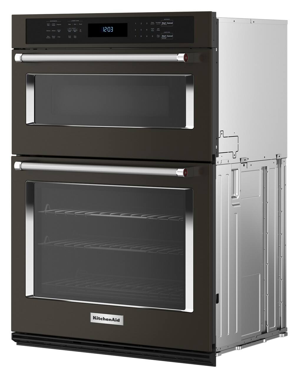 Alt View 1. KitchenAid - 27" Built-In Electric Convection Double Wall Combination with Microwave and Air Fry Mode - Black Stainless Steel.