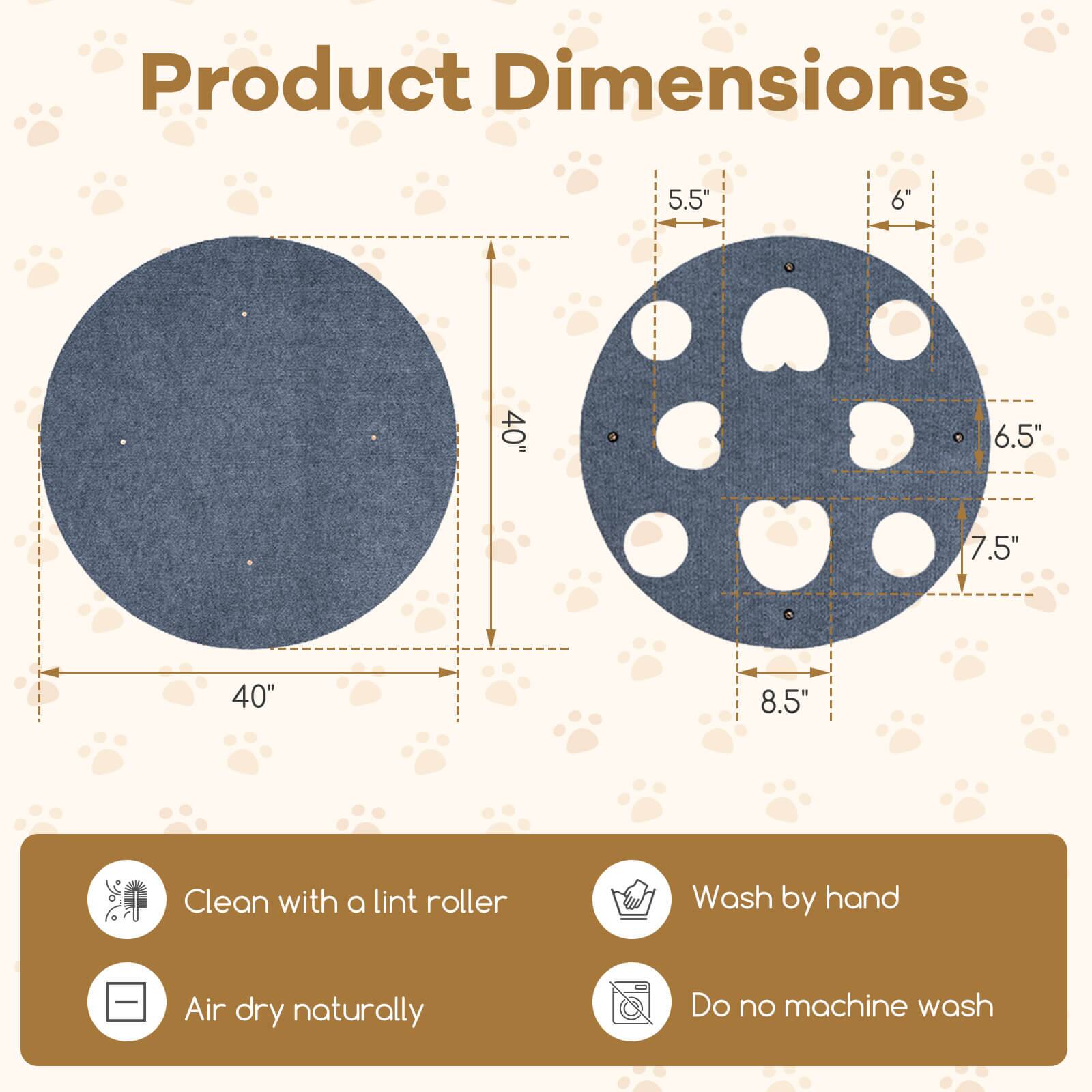 Product Dimensions: 5.5" x 6" x 40" x 6.5" x 7.5" x 40" x 8.5"

- Clean with a lint roller
- Wash by hand
- Air dry naturally
- Do not machine wash