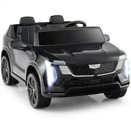 Costway - 2 Seater Ride on Truck with Remote Control 3 Speeds LED Lights Horn Music Story - Black