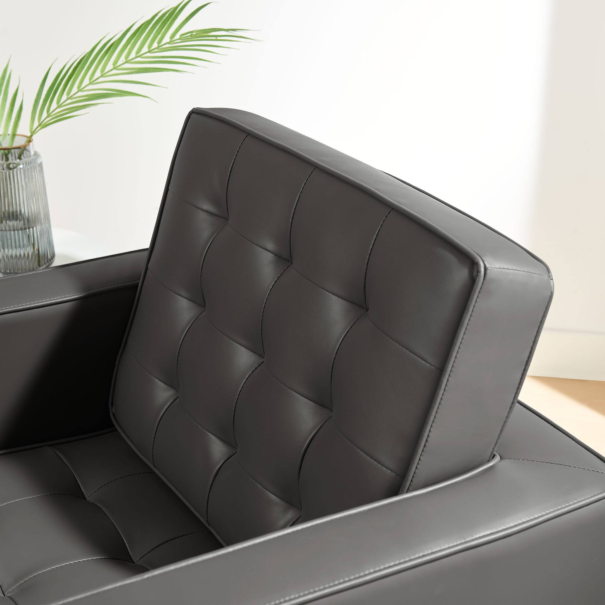 Alt View 5. Modway - Loft Tufted Vegan Leather Armchair by Modway - Gray.