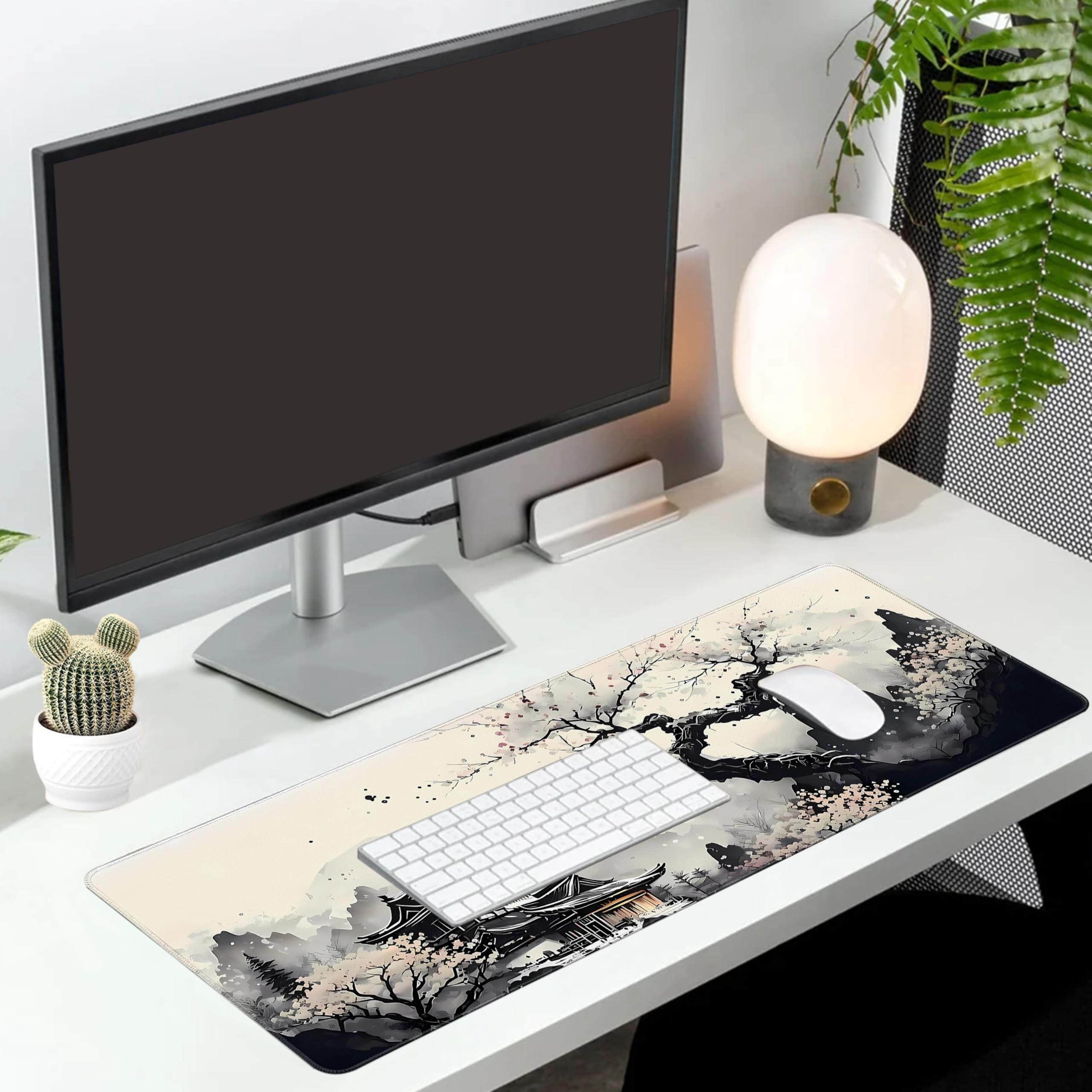 Alt View 5. Comfort Essence - Long Gaming Mouse Pad Extended Anime Large Desk With Non-slip Base Full Mat Stitched Edges For And Office - Japanese Waves.