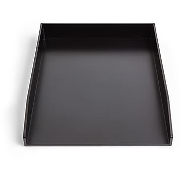 Front. TRU RED - Front Load Stackable Plastic Letter Tray, 2/Pack - Black.