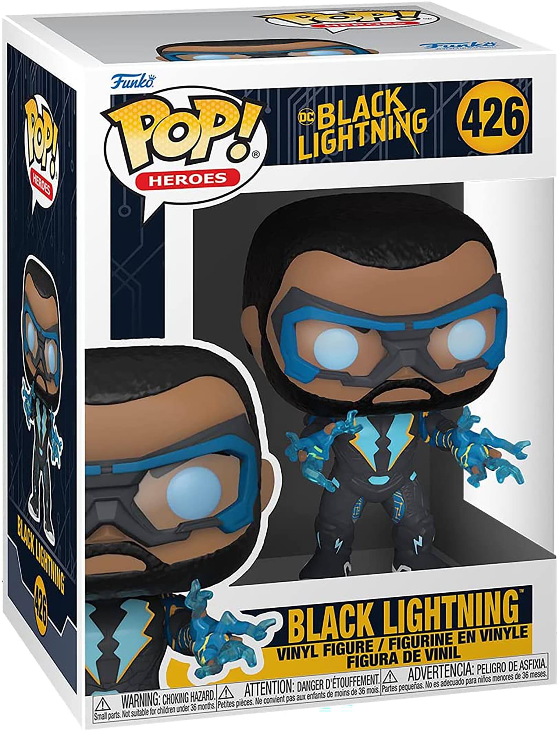 **Funko POP! Heroes**

**DC Black Lightning 426**

**Black Lightning Vinyl Figure / Figurine en Vinyle / Figura de Vinil**

**Warning: Choking Hazard. Small parts. Not suitable for children under 36 months.**

**Attention: Danger d'étouffement. Petites pièces. Ne convient pas aux enfants de moins de 36 mois.**

**Advertencia: Peligro de asfixia. Piezas pequeñas. No es adecuado para niños menores de 36 meses.**