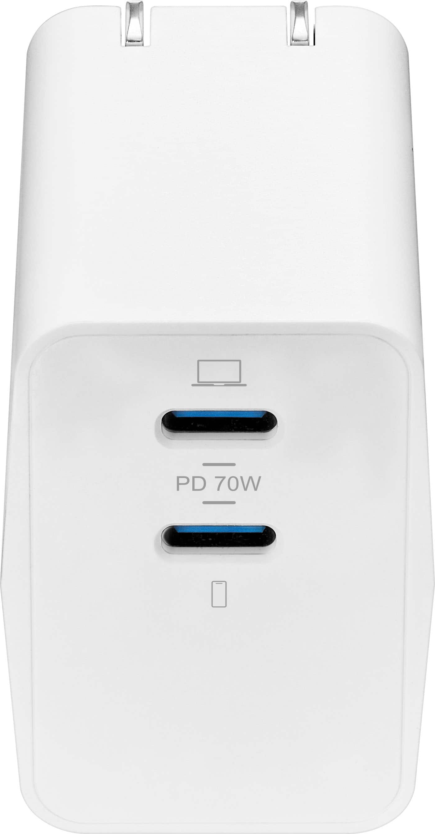 Alt View 17. Insignia™ - 70W Dual Port USB-C GaN Wall Charger for MacBook, iPad, iPhone, Apple Watch, AirPods, Samsung Smartphones and More - White.