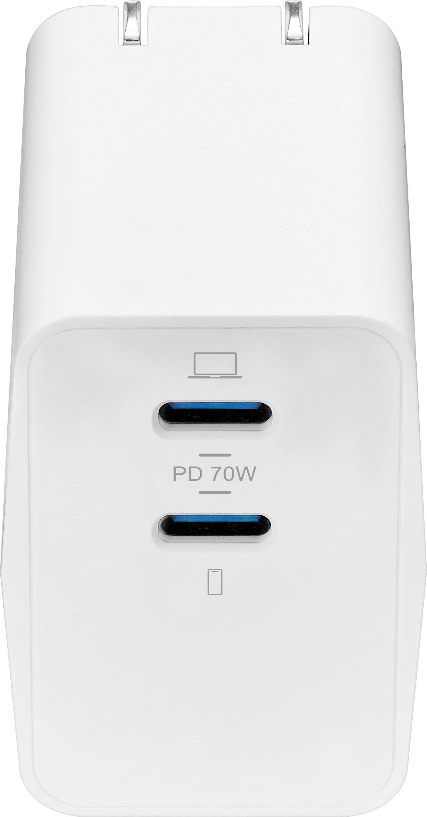 Alt View 17. Insignia™ - 70W Dual Port USB-C GaN Wall Charger for MacBook, iPad, iPhone, Apple Watch, AirPods, Samsung Smartphones and More - White.