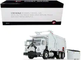 Peterbilt 520 Garbage Truck with Wittke Front End Load Refuse and Trash Bin White 1/34 Diecast Model by First Gear