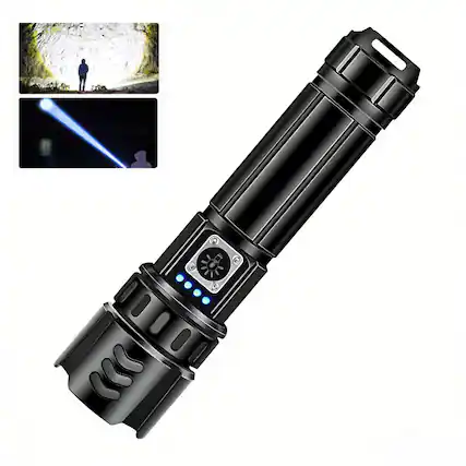 Front. PRIMEPLUS - Ultra-Bright 1000 Lumen LED Tactical Flashlight with 5 Modes, IP44 Waterproof, Power Bank Function for Camping & Emergen.
