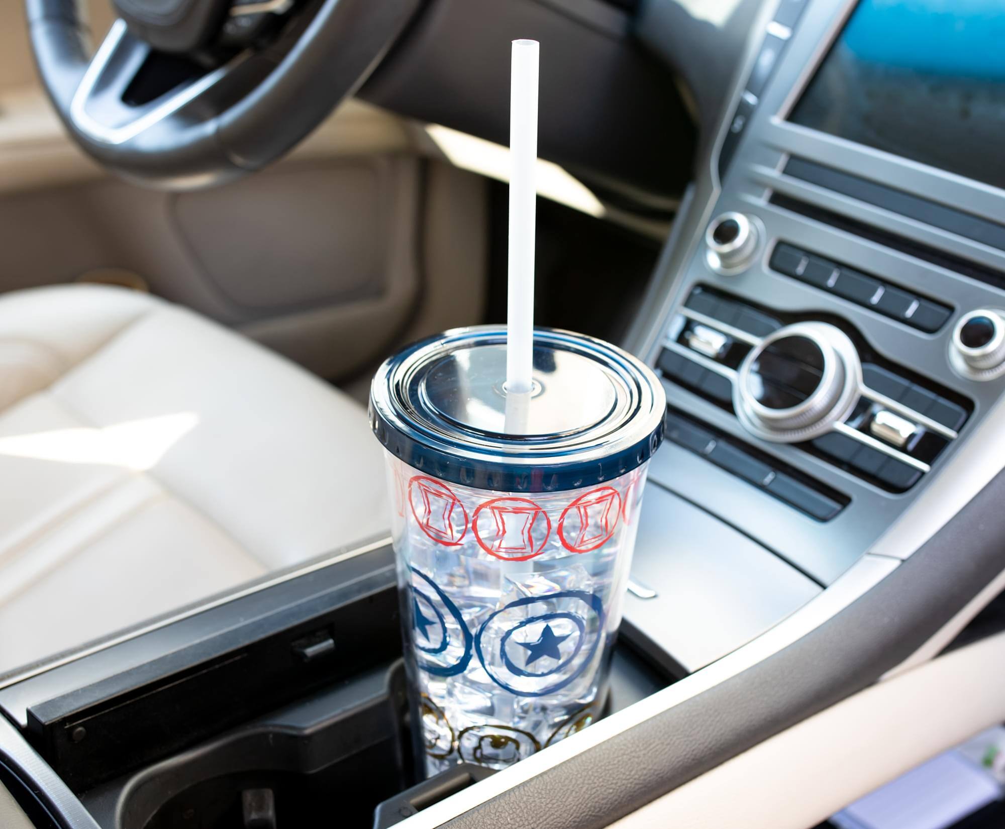 Alt View 4. Marvel - Marvel Icons Plastic Carnival Cup with Lid and Straw | Holds 16 Ounces - Clear.