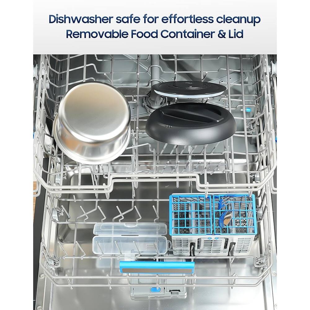 Dishwasher safe for effortless cleanup  
Removable Food Container & Lid