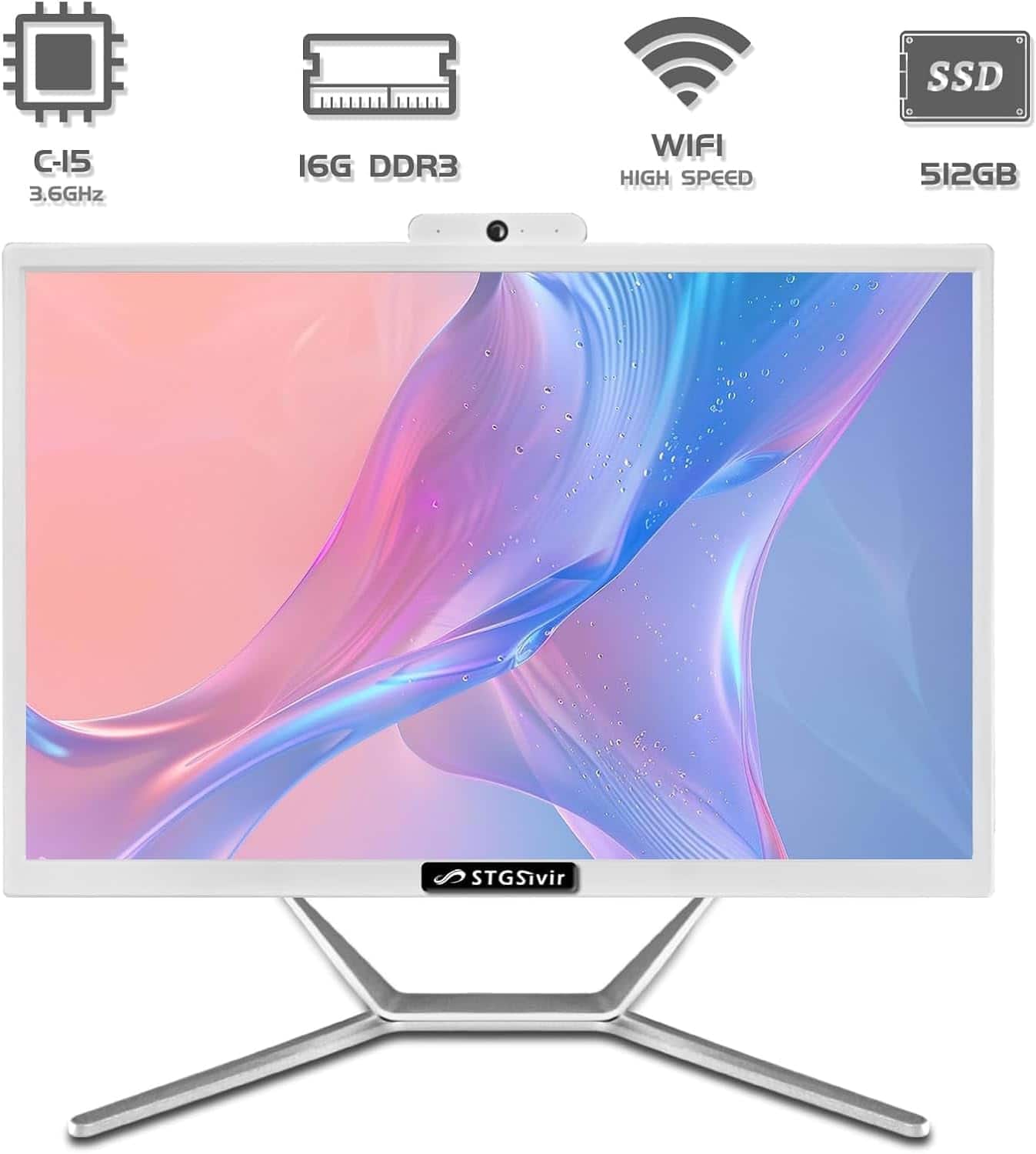 STGSivir All in One Desktop Computer, 22 inch Display, Intel Core