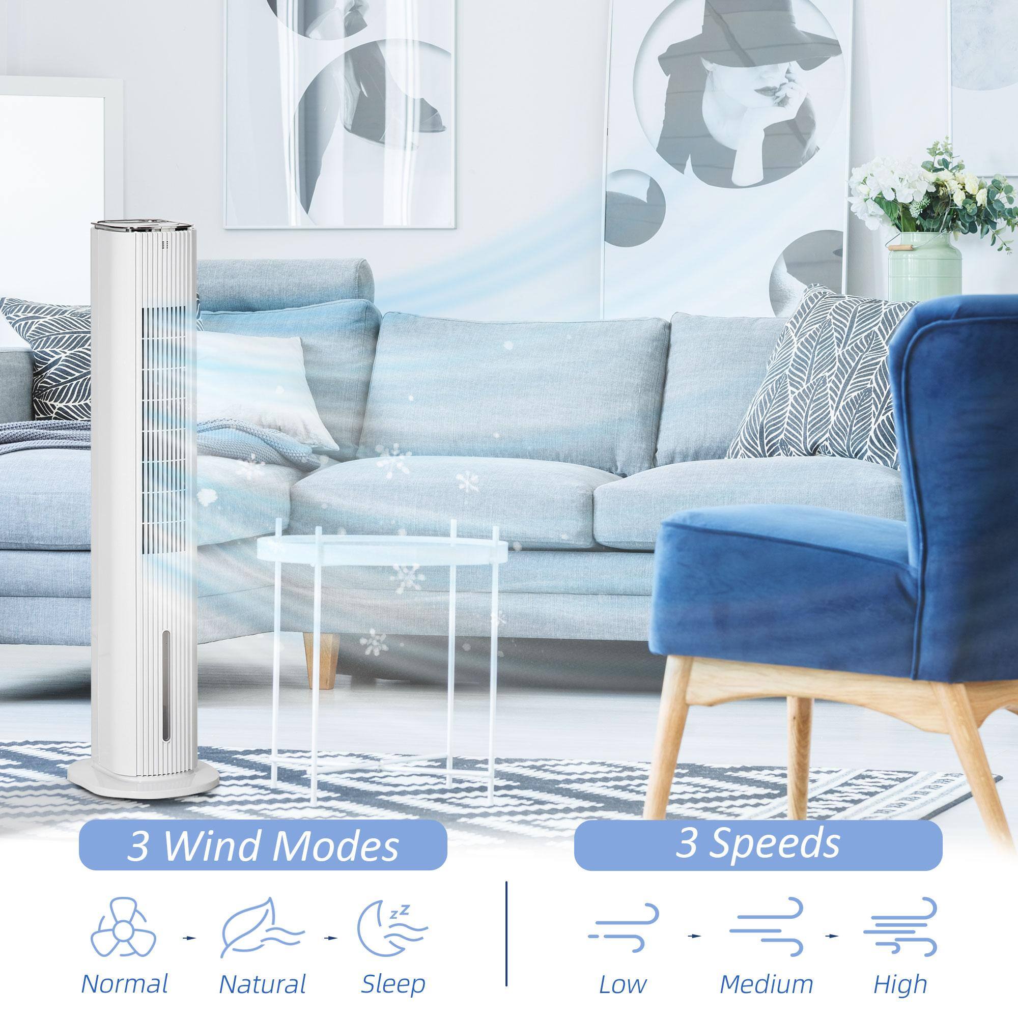 3 Wind Modes  
Normal, Natural, Sleep  

3 Speeds  
Low, Medium, High