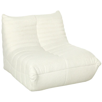 Front. Homcom - Bean Bag Chair for Adults, Giant Fireside Chair Lazy Sofa with High Density Comfortable Foam for Living Room, Bedroom - Cream White.