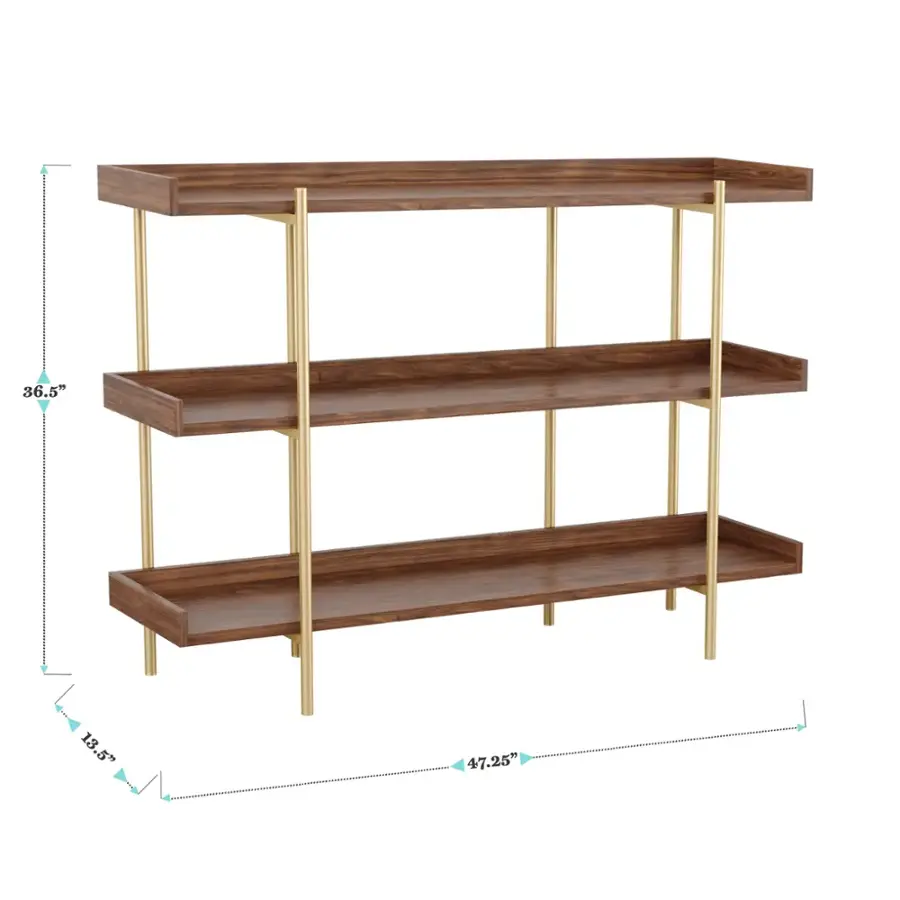 The text on the image reads: "36.5" 13.5" 47.25". This information is likely related to the dimensions of the wooden shelf.