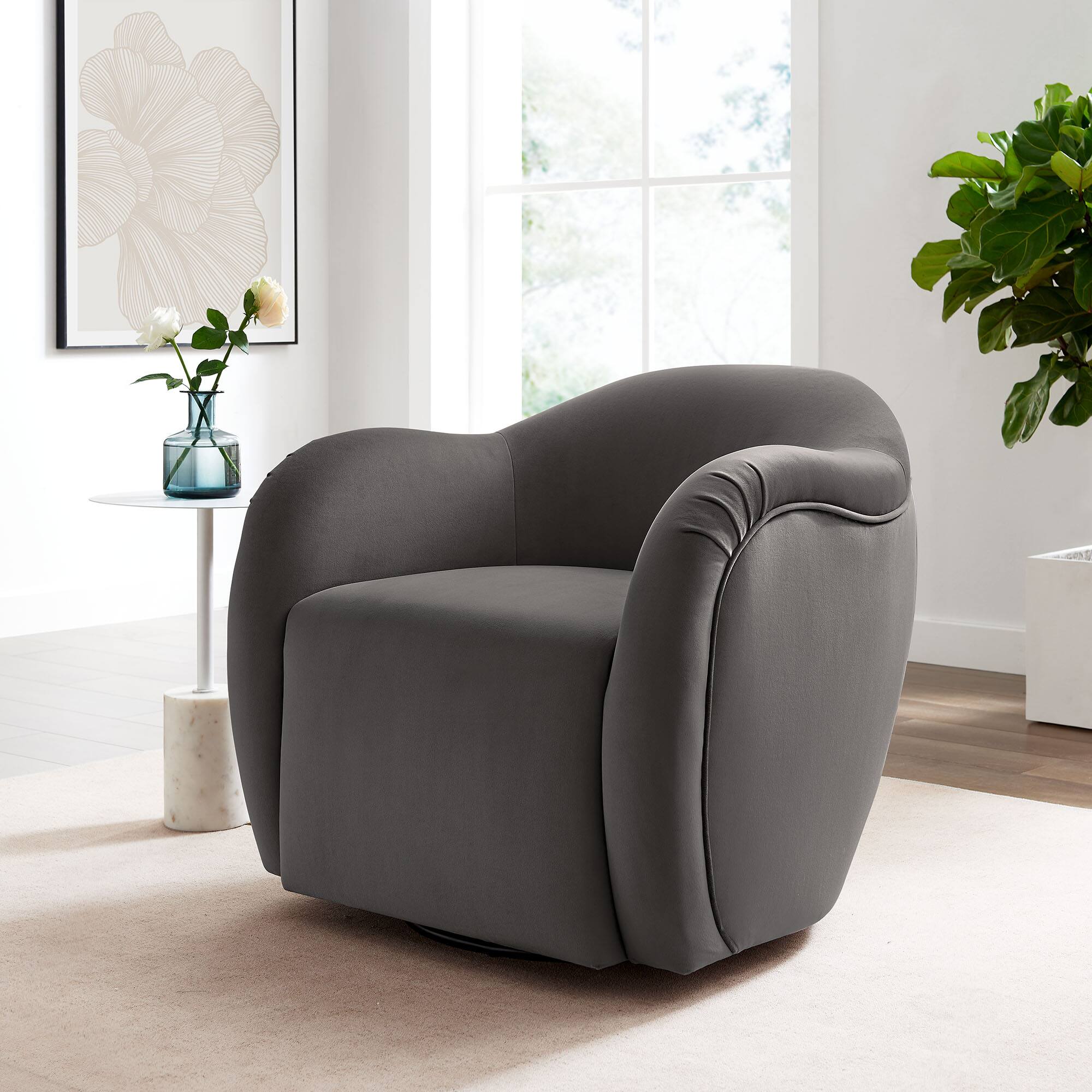 Alt View 4. Modway - Compose Performance Velvet Swivel Armchair by Modway - Gray.