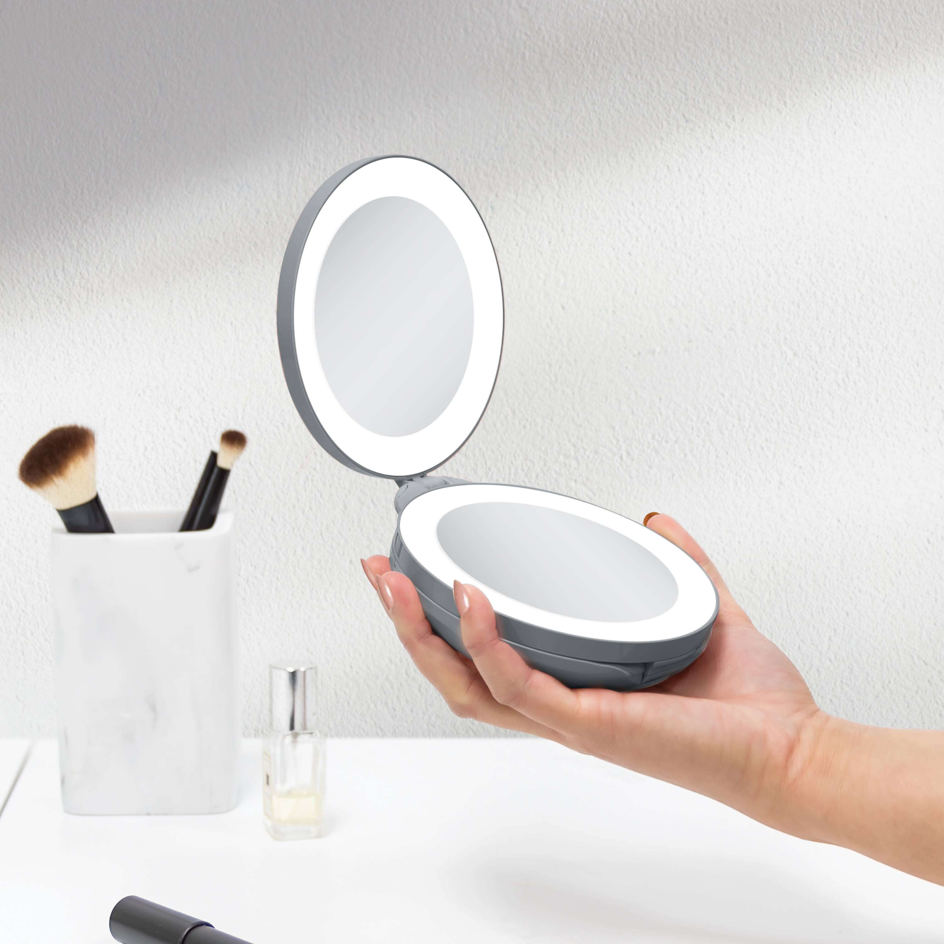 Alt View 2. Zadro - Compact Lighted Travel Mirror with 10X/1X Magnifications and LED Illumination - Blush Pink.