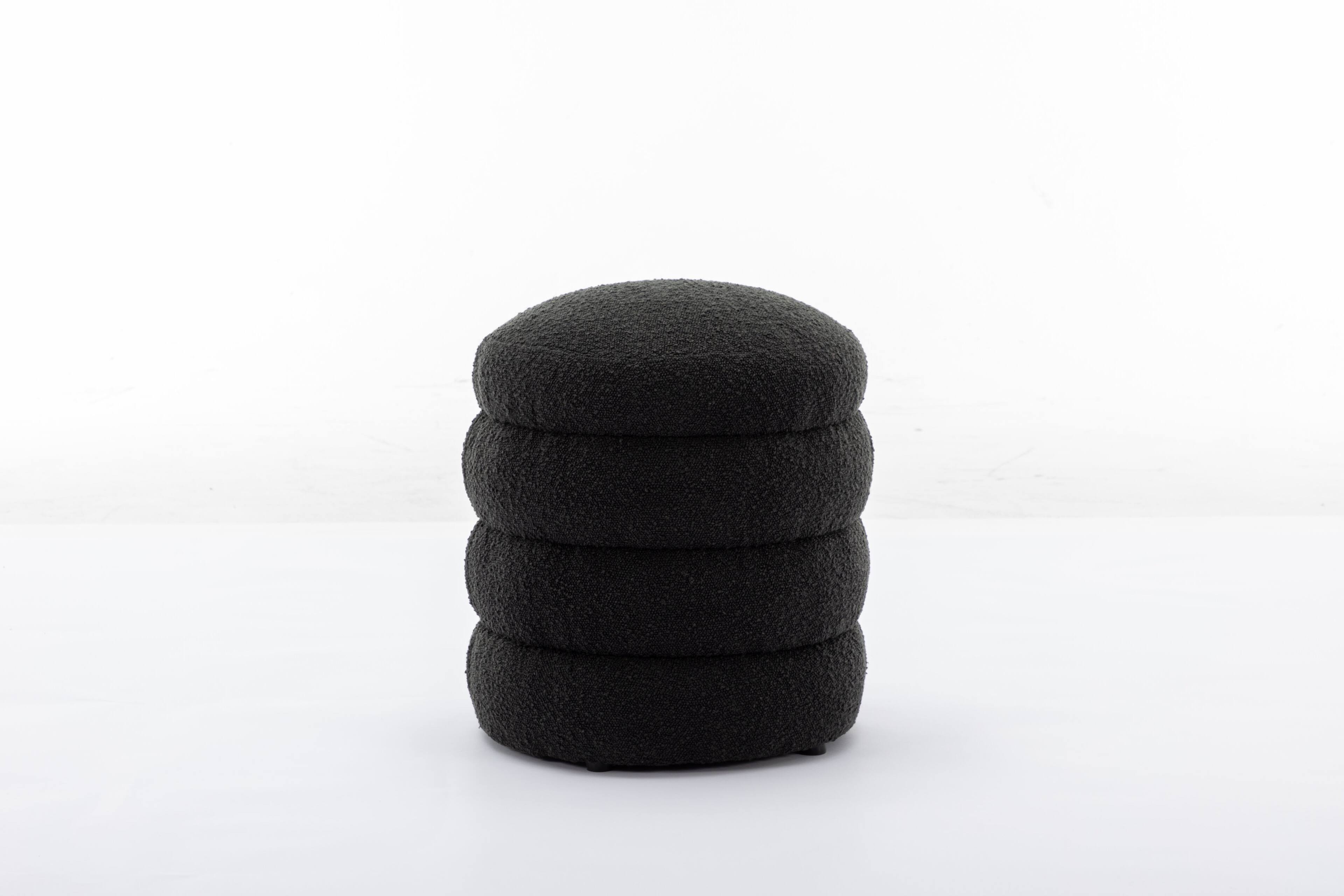 Alt View 8. GOODSILO - Soft Velvet Round Ottoman Footrest Stool with Wooden Frame for Living Room and Bedroom Comfortable Seating - Black.