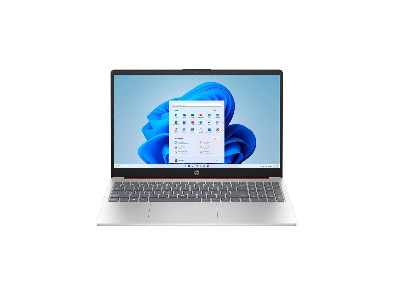 Front. HP - HP 15-FD0083WM 15.6" HD Laptop Intel Pentium N200 4GB RAM 128GB SSD W11H - Red.