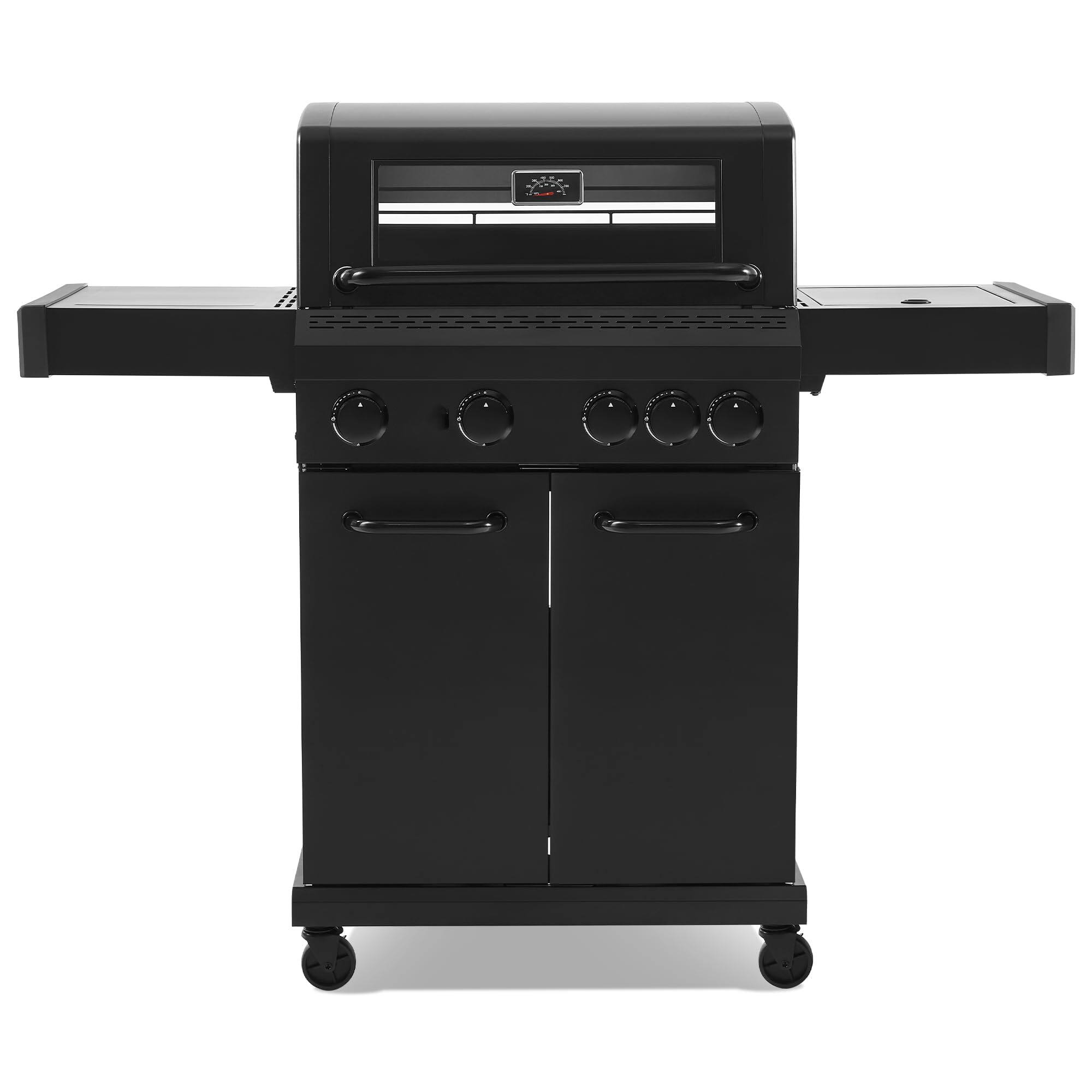 Alt View 7. GlowWise - 50K BTU Heavy Duty 4-Burner Propane Grill with Side Burner & Cast Iron Grates/Griddle for Backyard BBQ - Blank.