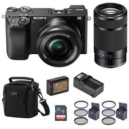 Bundle - Sony - Alpha A6100 Mirrorless Digital Camera, with 16-50mm and 55-210mm Lens (Black) Basic with Filter Kit,