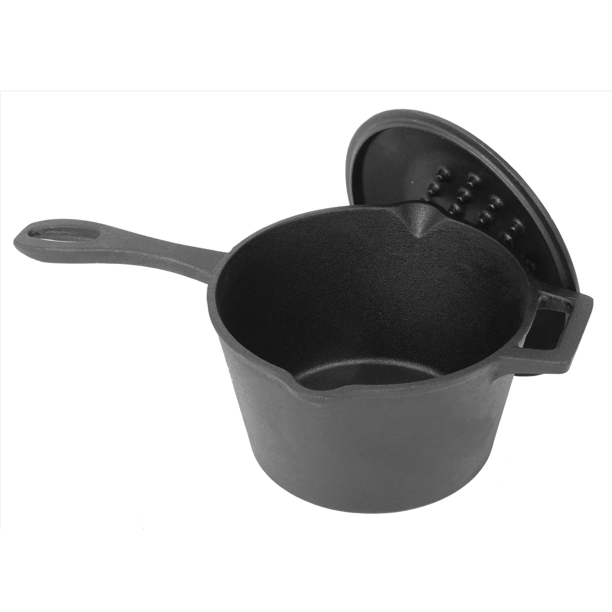 Bayou Classic - 2.5 Quart Cast Iron Covered Sauce Pot with Self-Basting Lid - Black