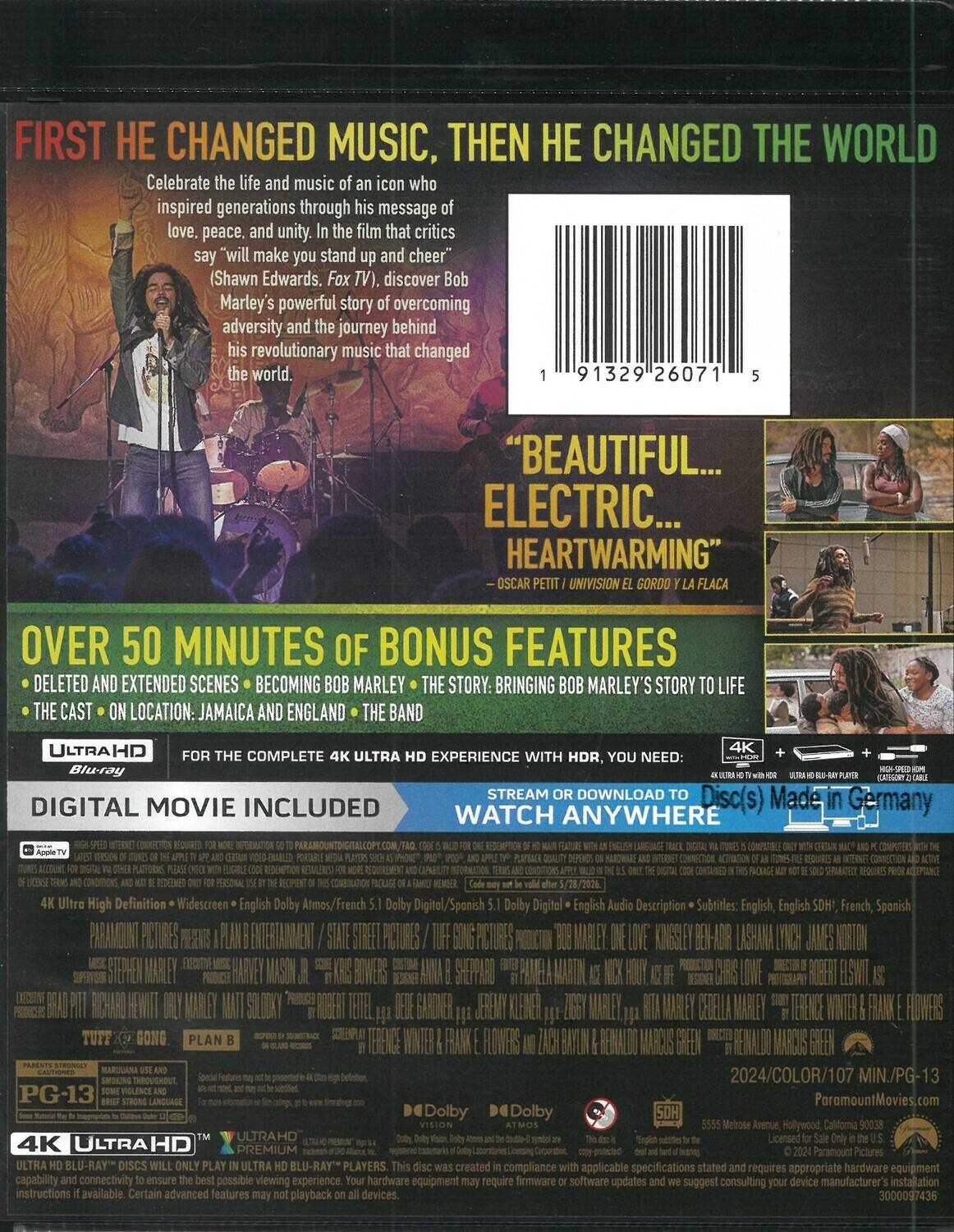 Alt View 1. Bob Marley: One Love   - 4K Blu-Ray.