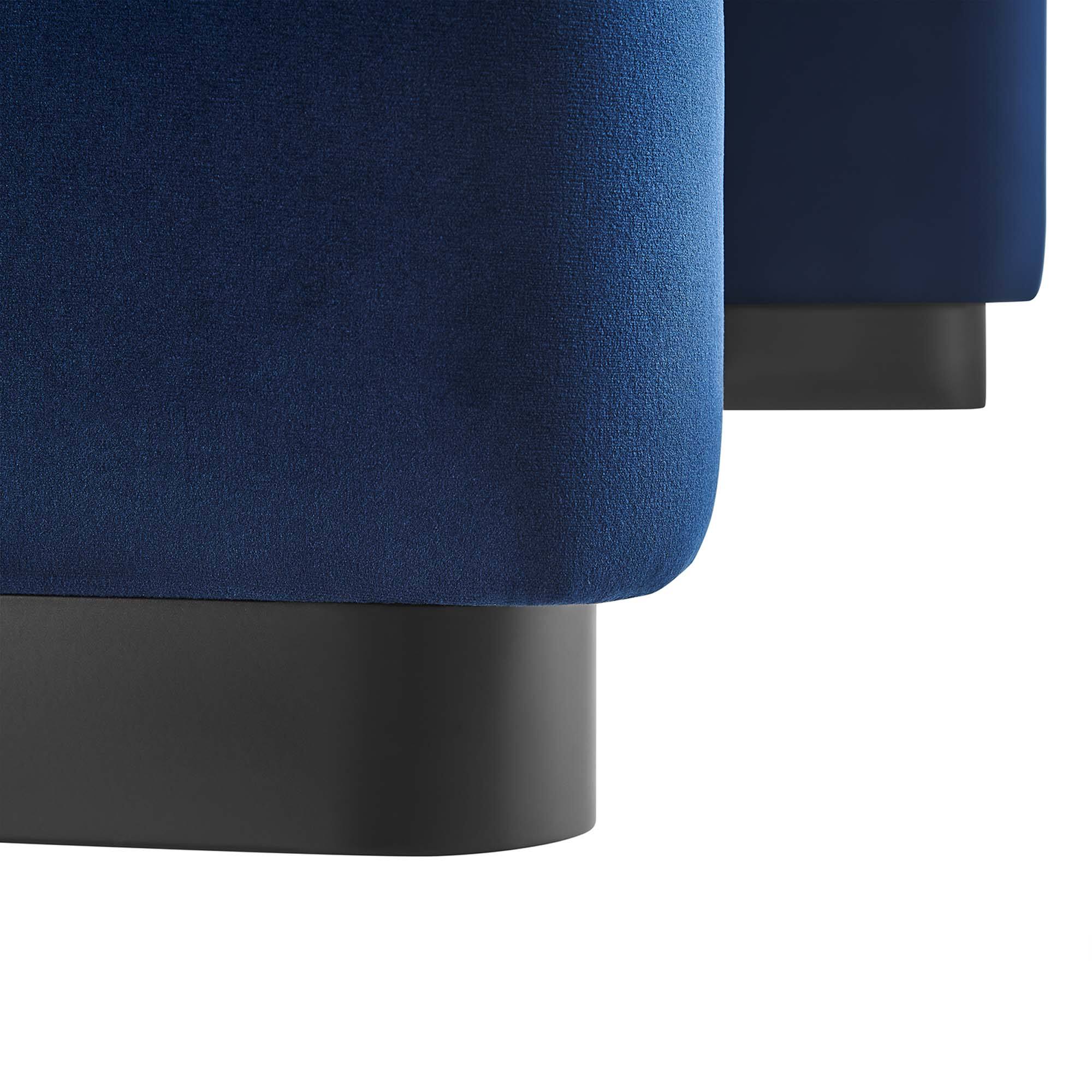 Alt View 6. Modway - Koda Performance Velvet Waterfall Ottoman by Modway - Black Midnight Blue.