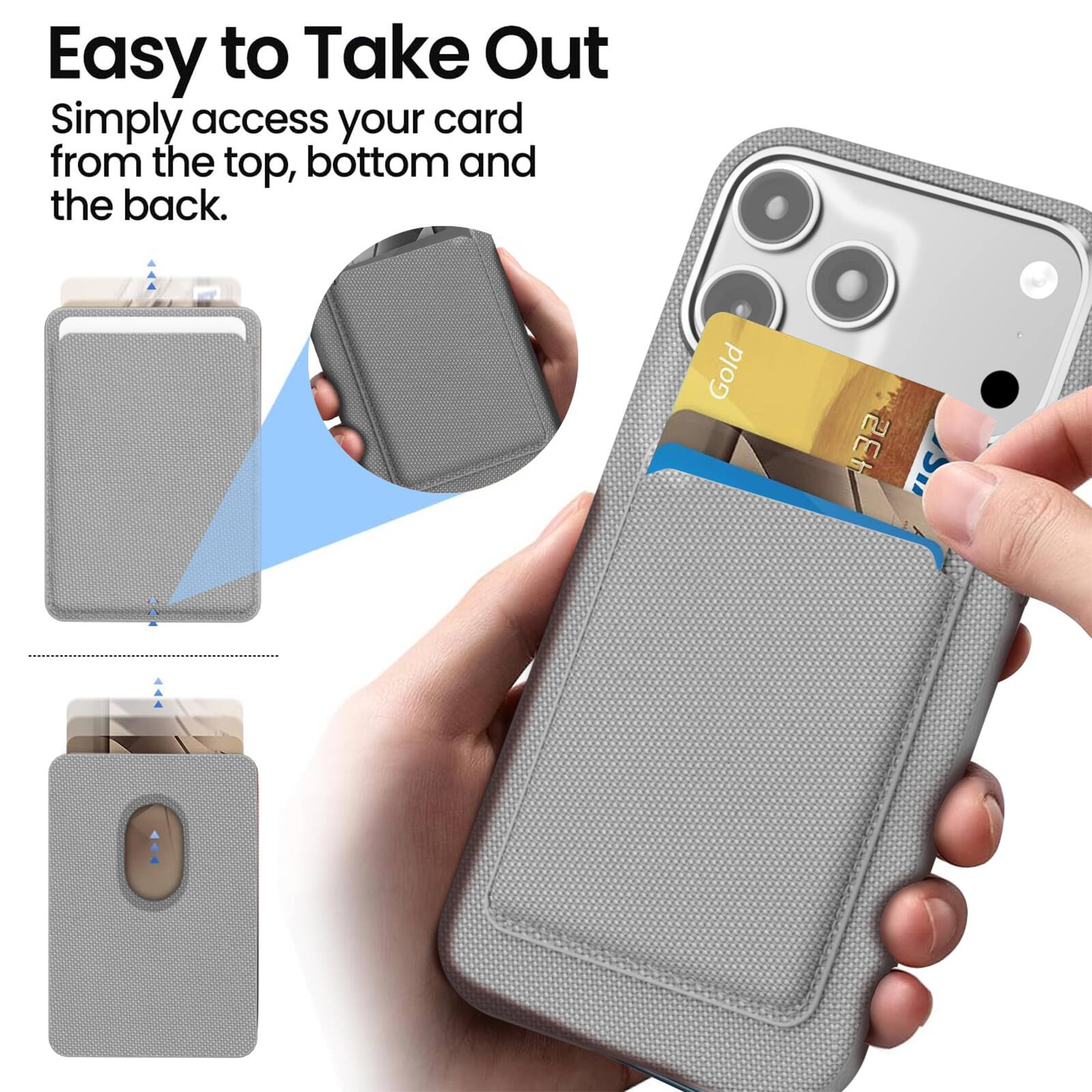 Easy to Take Out  
Simply access your card from the top, bottom and the back.