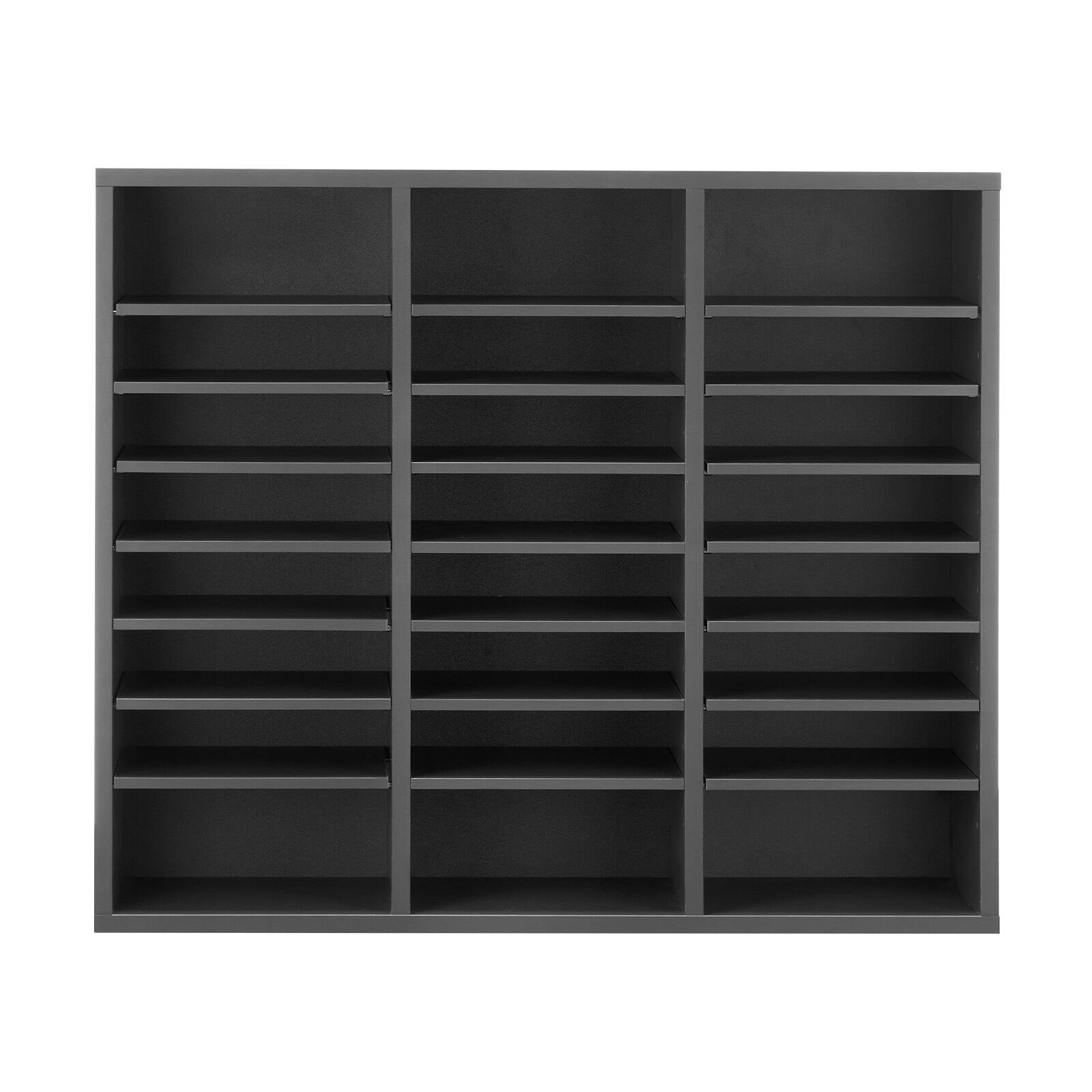 Alt View 9. Glintex - Literature Organizer 24 Compartments Wood Mailbox Sorter with Adjustable Shelves for Office Home File Storage - Grey.