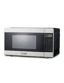 Commercial Chef - Countertop Microwave 0.9 Cu. Ft. 900W, Black and - Stainless Steel