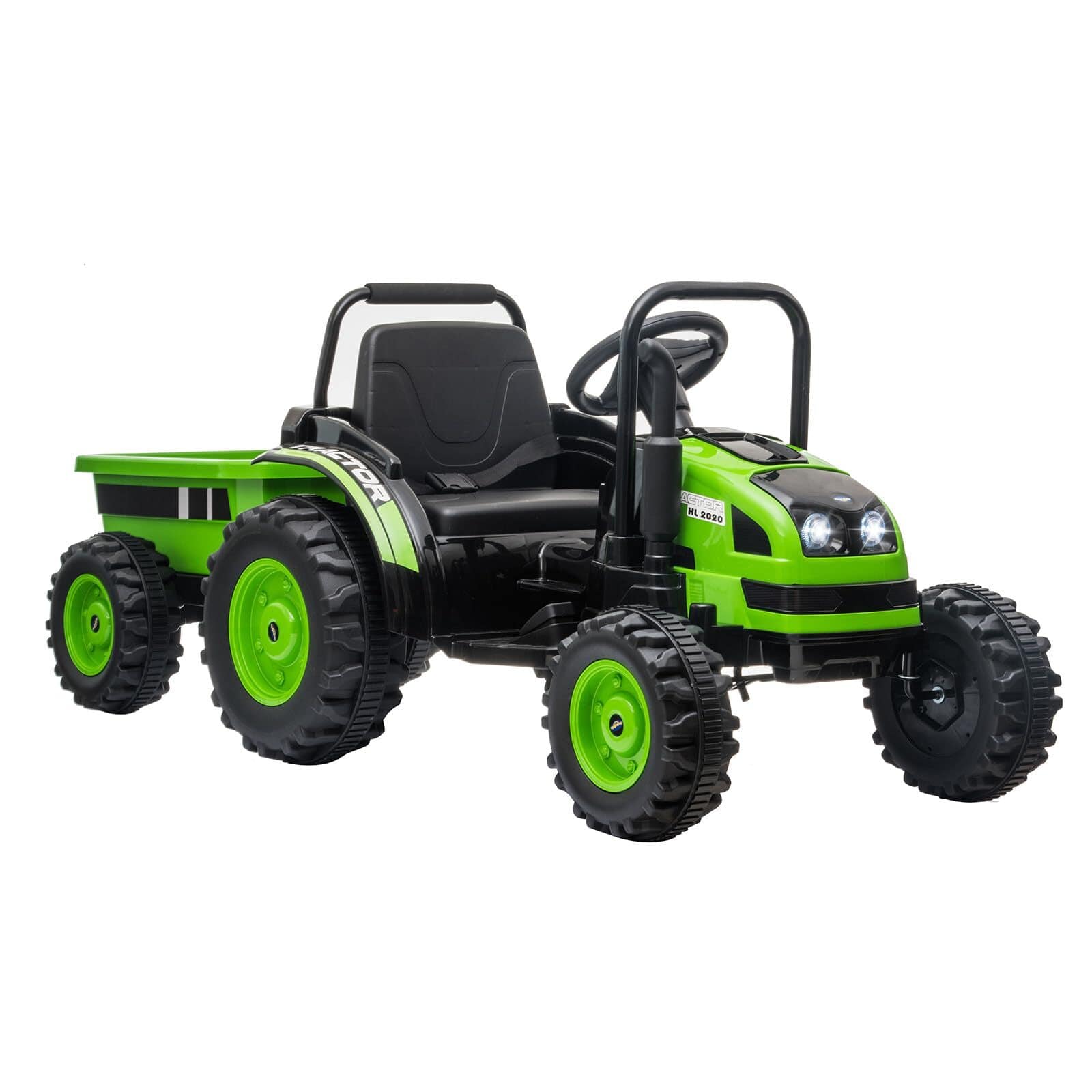 Jojoka - 12V Electric Ride On Tractor Car for Kids, RC Truck with Dump Trailer,35W Dual Motors with Remote Control - Green