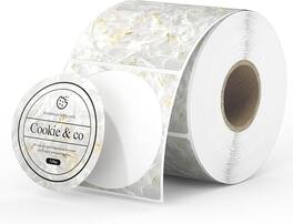 MUNBYN - 2 Inch Round Shell Texture Thermal Labels - Gold White