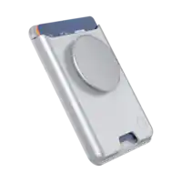 PopSockets - MagSafe PopWallet Universal Magnetic Wallet & Grip with Adapter Ring for Cell Phones - Sliver leather; Aluminum top - Front_Zoom