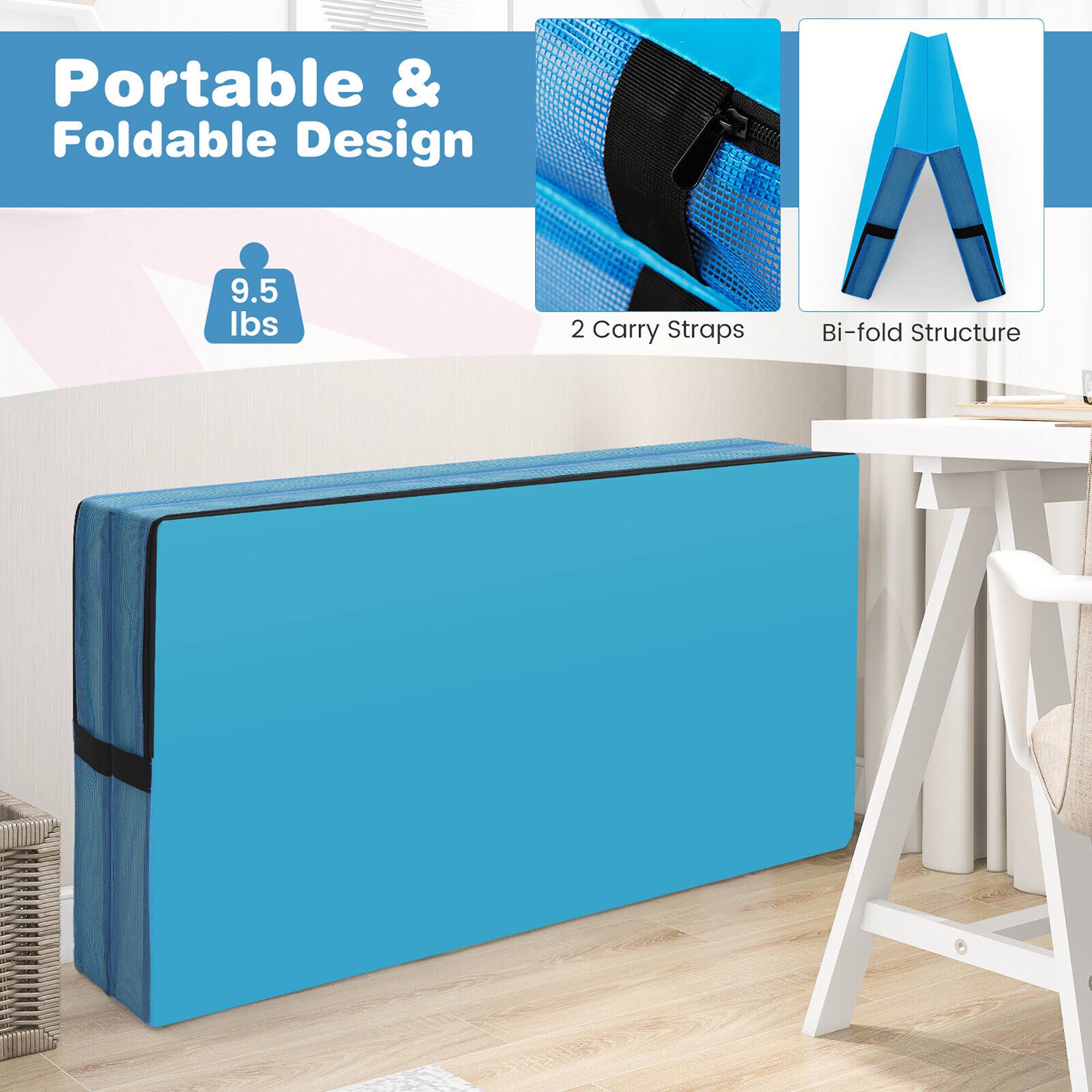 Portable & Foldable Design  
9.5 lbs  
2 Carry Straps  
Bi-fold Structure