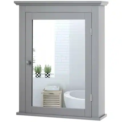 Front. Pefilos - Bathroom Wall Cabinet, Wall Mounted Bathroom Mirror Cabinet, Bathroom Wall Mounted Storage Mirror Medicine Storage - Gray.