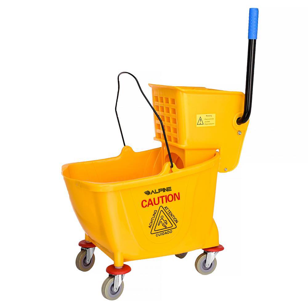 Alpine Industries - 36 Qt. PVC Mop Bucket with Side Wringer - Yellow