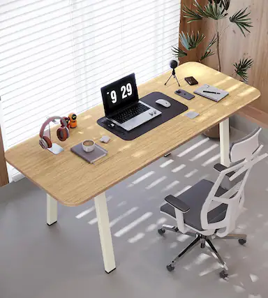Front. Acanva - Modular Computer Office Desk, Modern Style Small Study Writing Workstation Table for Home & Busines, Extra Large - Natural.