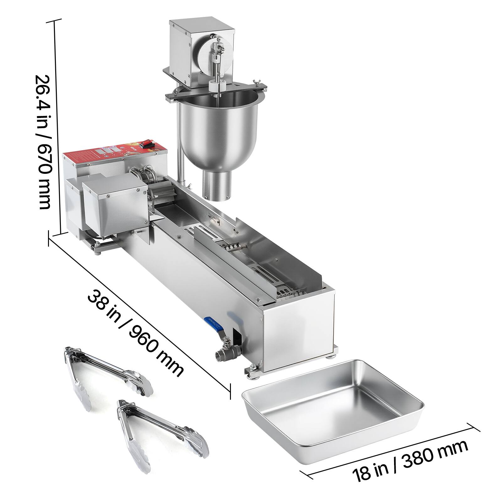 26.4 in / 670 mm  
38 in / 960 mm  
18 in / 380 mm