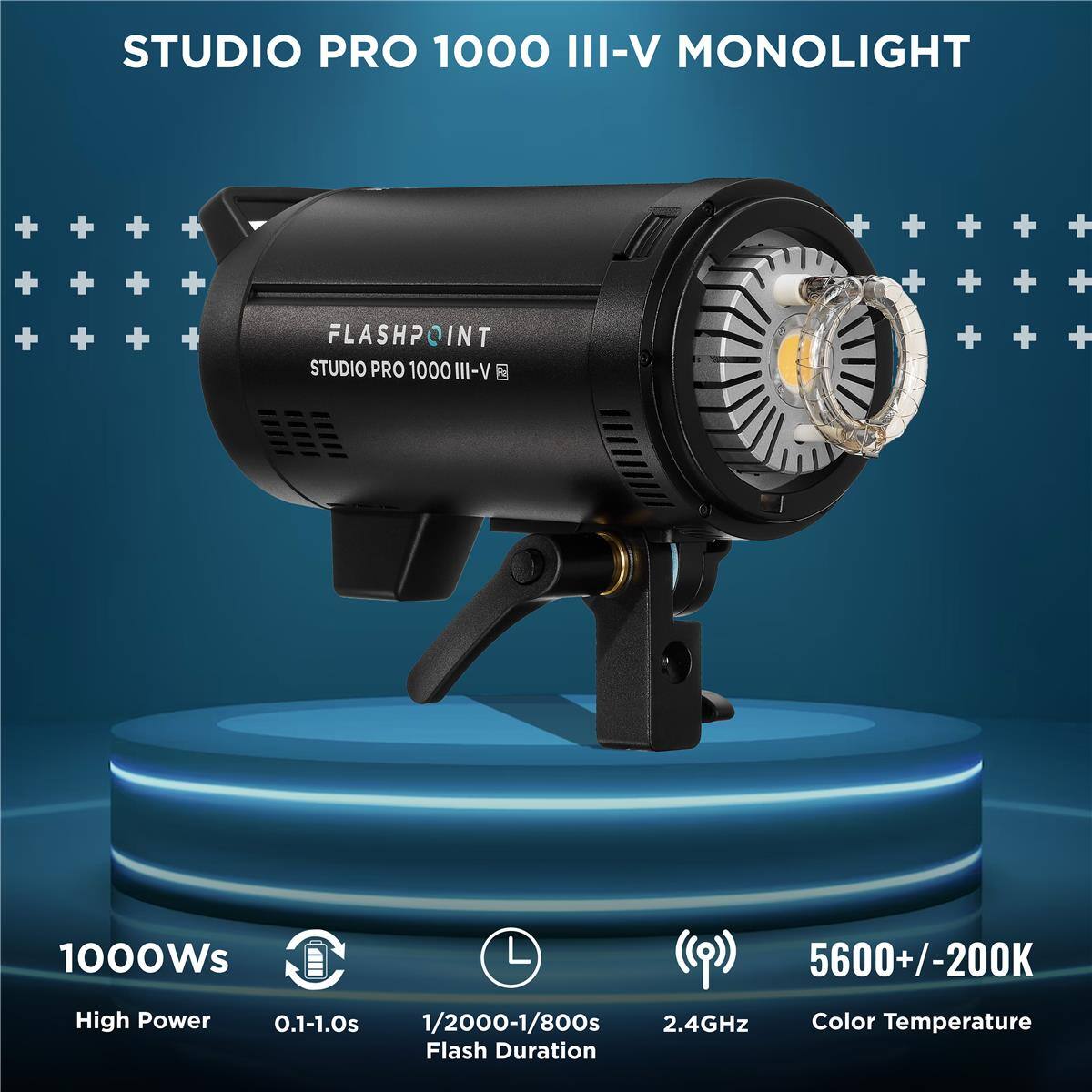 STUDIO PRO 1000 III-V MONOLIGHT

FLASHPOINT STUDIO PRO 1000 III-V

1000Ws
High Power
0.1-1.0s
1/2000-1/800s
2.4GHz
Flash Duration
5600+/-200K
Color Temperature