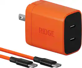 The Ridge Wallet - Wall Charger Set - 45W - Basecamp Orange
